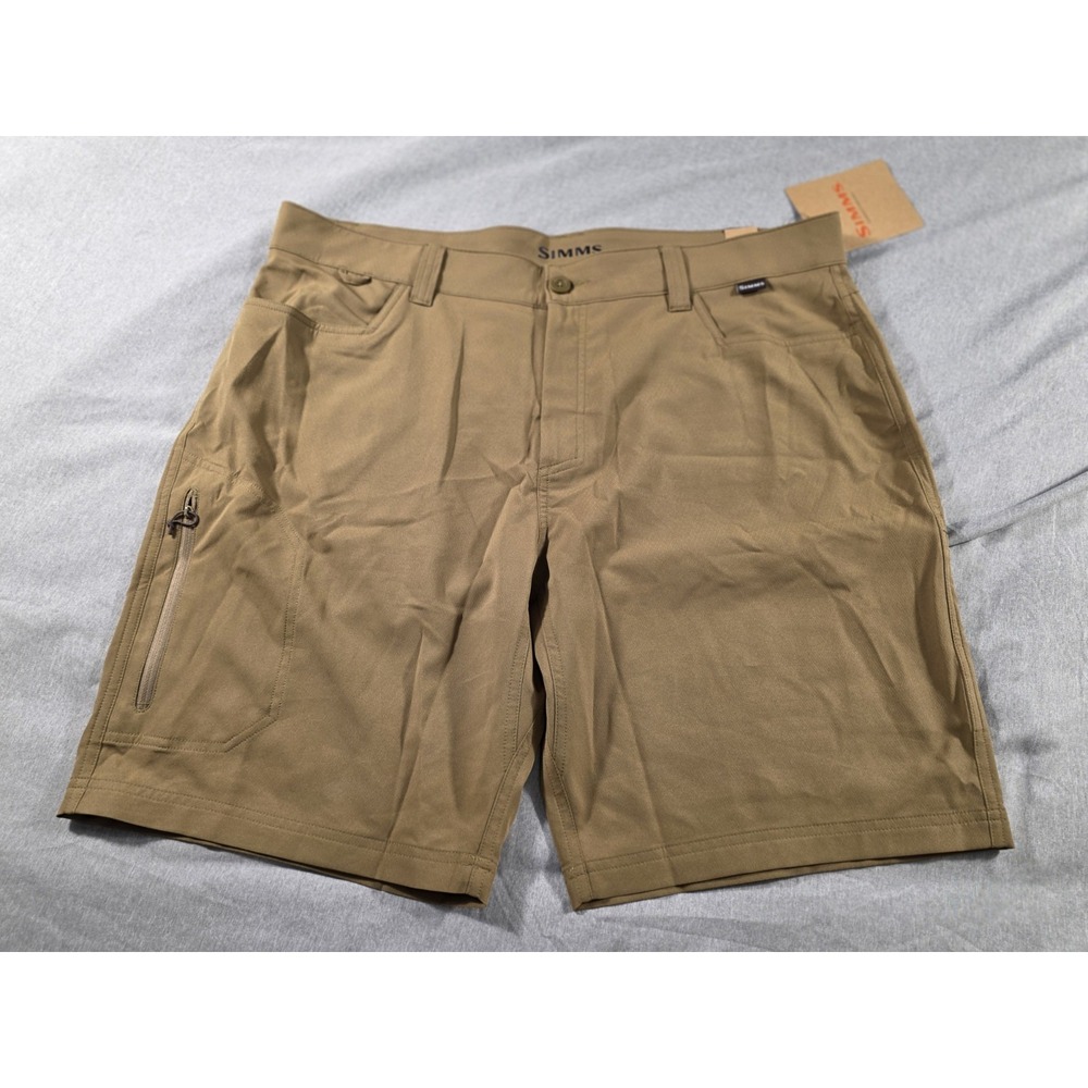 Simms Skiff Performance Shorts Mens 40 9" inseam Brown Outdoors, Stretch, UPF 50